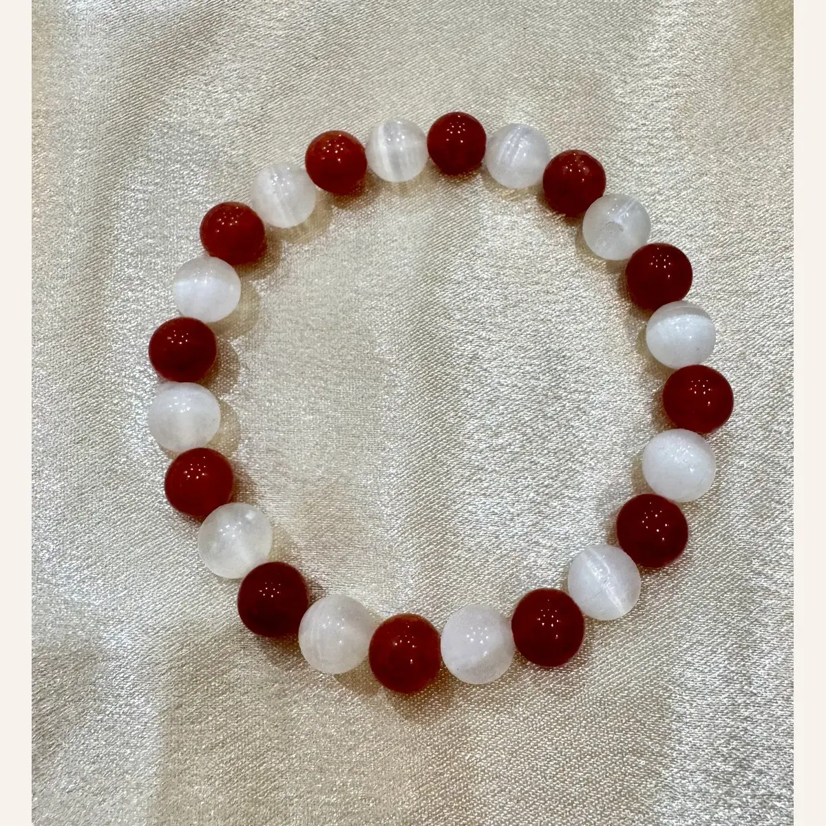Selenite + Carnelian Bracelet - Crystals - Rudraa Ratna